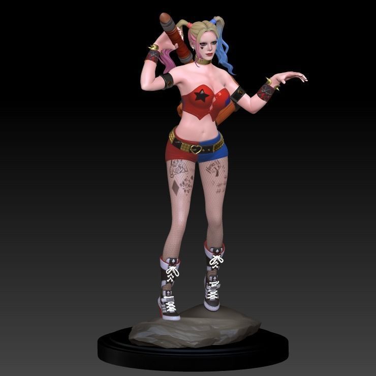 Harley Quinn Statue - Statue 3D print model fanart  3D print model_28