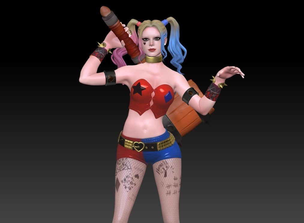 Harley Quinn Statue - Statue 3D print model fanart  3D print model_19