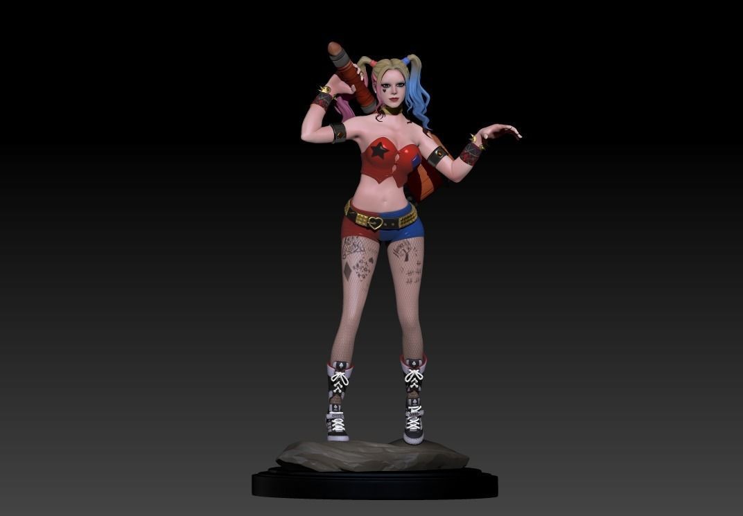 Harley Quinn Statue - Statue 3D print model fanart  3D print model_17