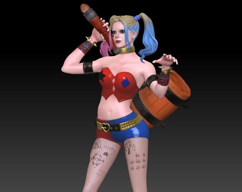 Harley Quinn Statue - Statue 3D print model fanart  3D print model_12