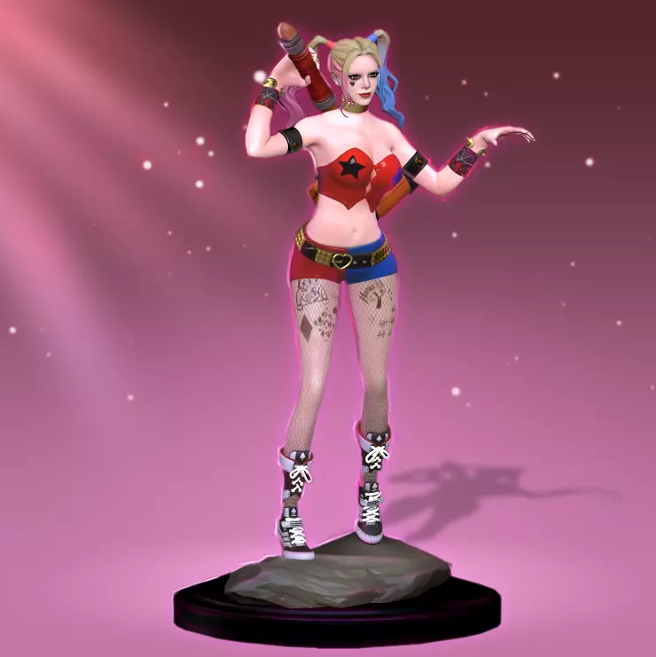 Harley Quinn Statue - Statue 3D print model fanart  3D print model_0