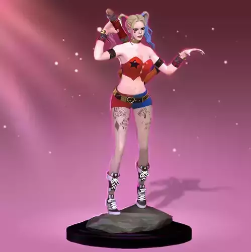 Harley Quinn Statue - Statue 3D print model fanart  3D print model