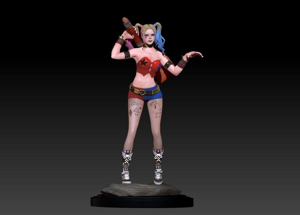 Harley Quinn Statue - Statue 3D print model fanart  3D print model_27