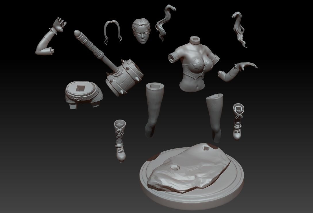 Harley Quinn Statue - Statue 3D print model fanart  3D print model_4