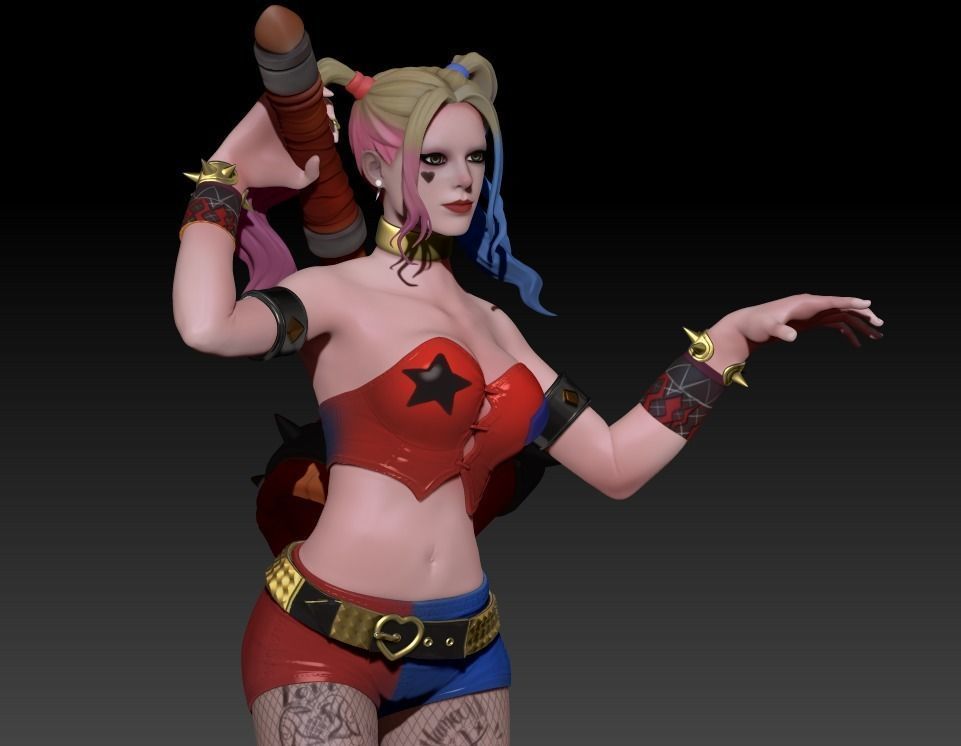 Harley Quinn Statue - Statue 3D print model fanart  3D print model_26