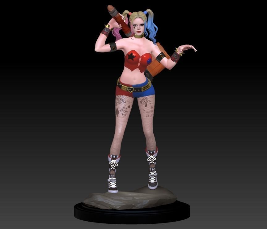 Harley Quinn Statue - Statue 3D print model fanart  3D print model_21