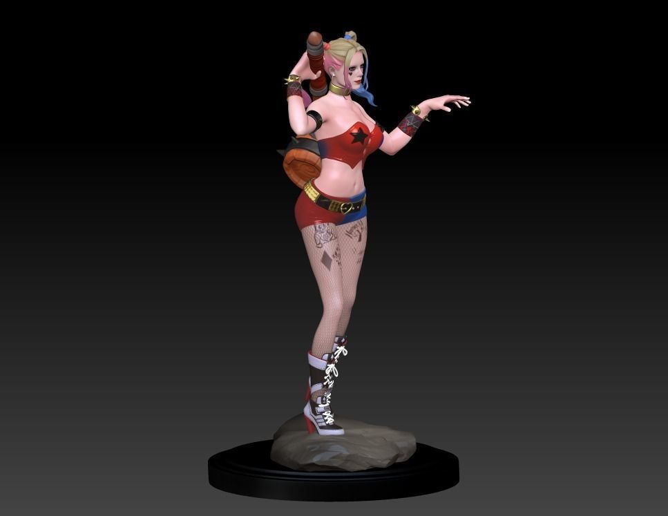 Harley Quinn Statue - Statue 3D print model fanart  3D print model_20