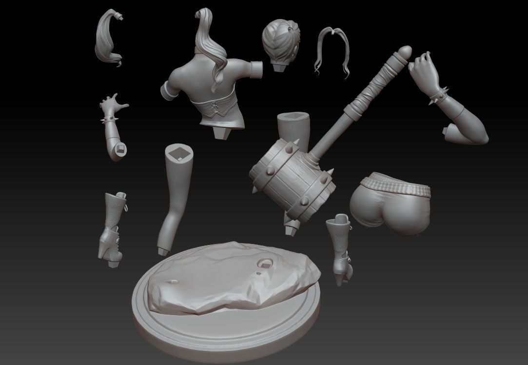Harley Quinn Statue - Statue 3D print model fanart  3D print model_8