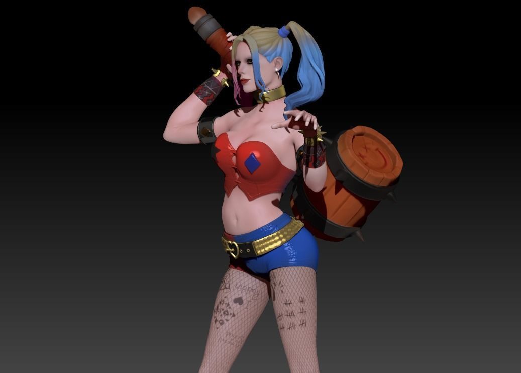 Harley Quinn Statue - Statue 3D print model fanart  3D print model_25