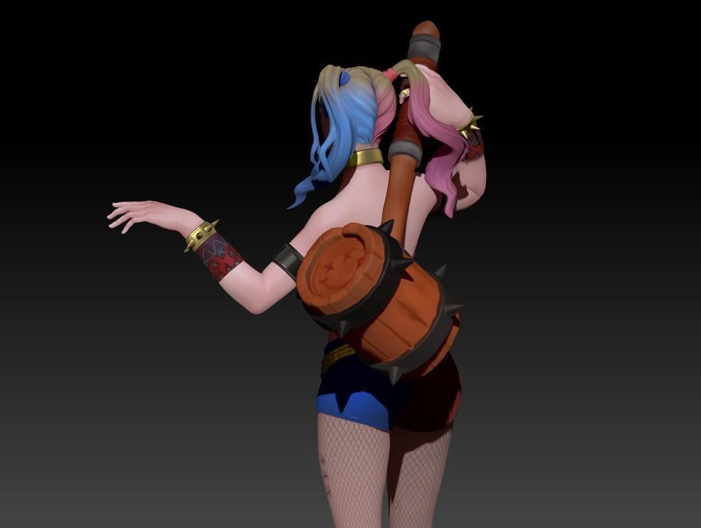 Harley Quinn Statue - Statue 3D print model fanart  3D print model_30