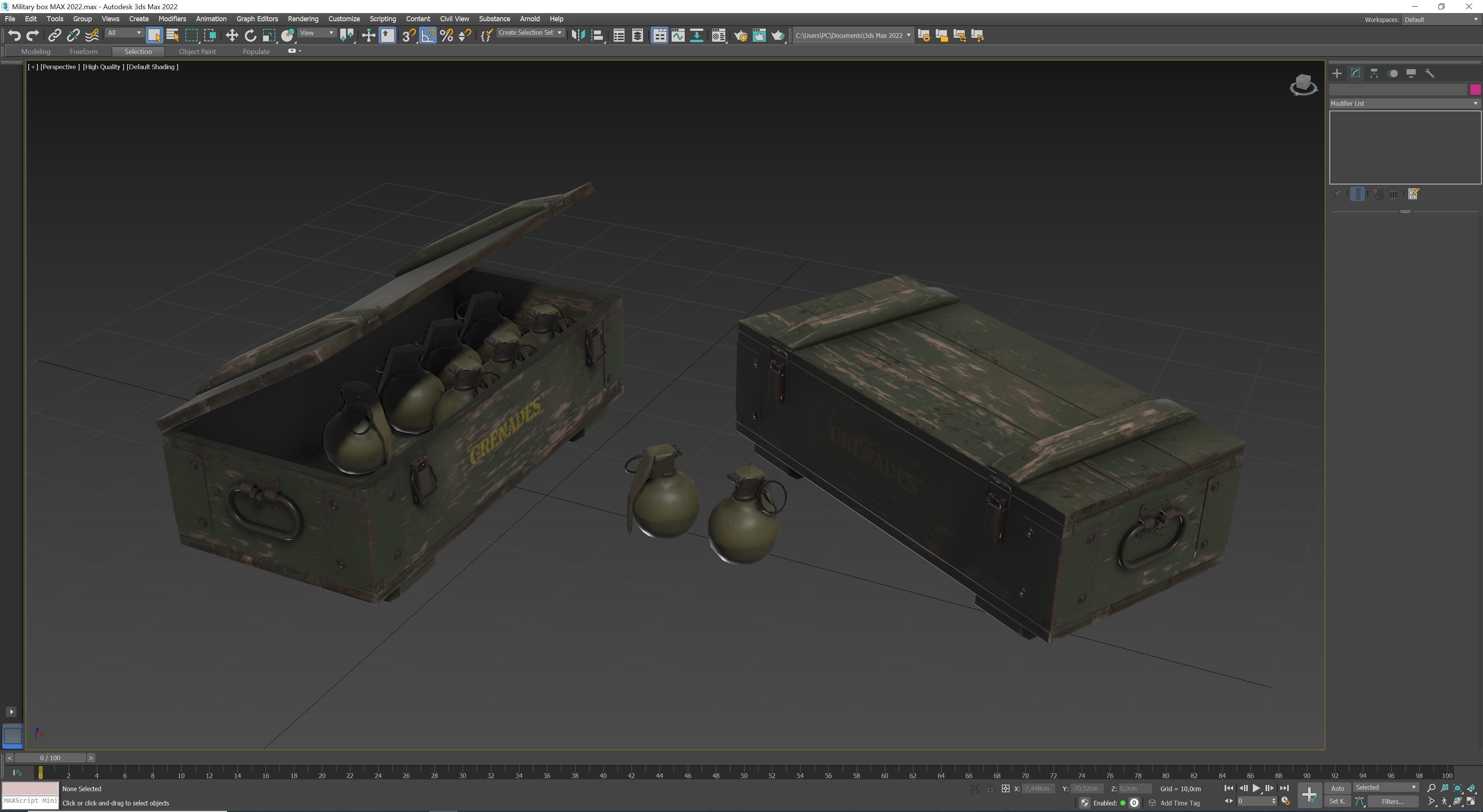 Military Box and Grenades Low-poly 3D model_8