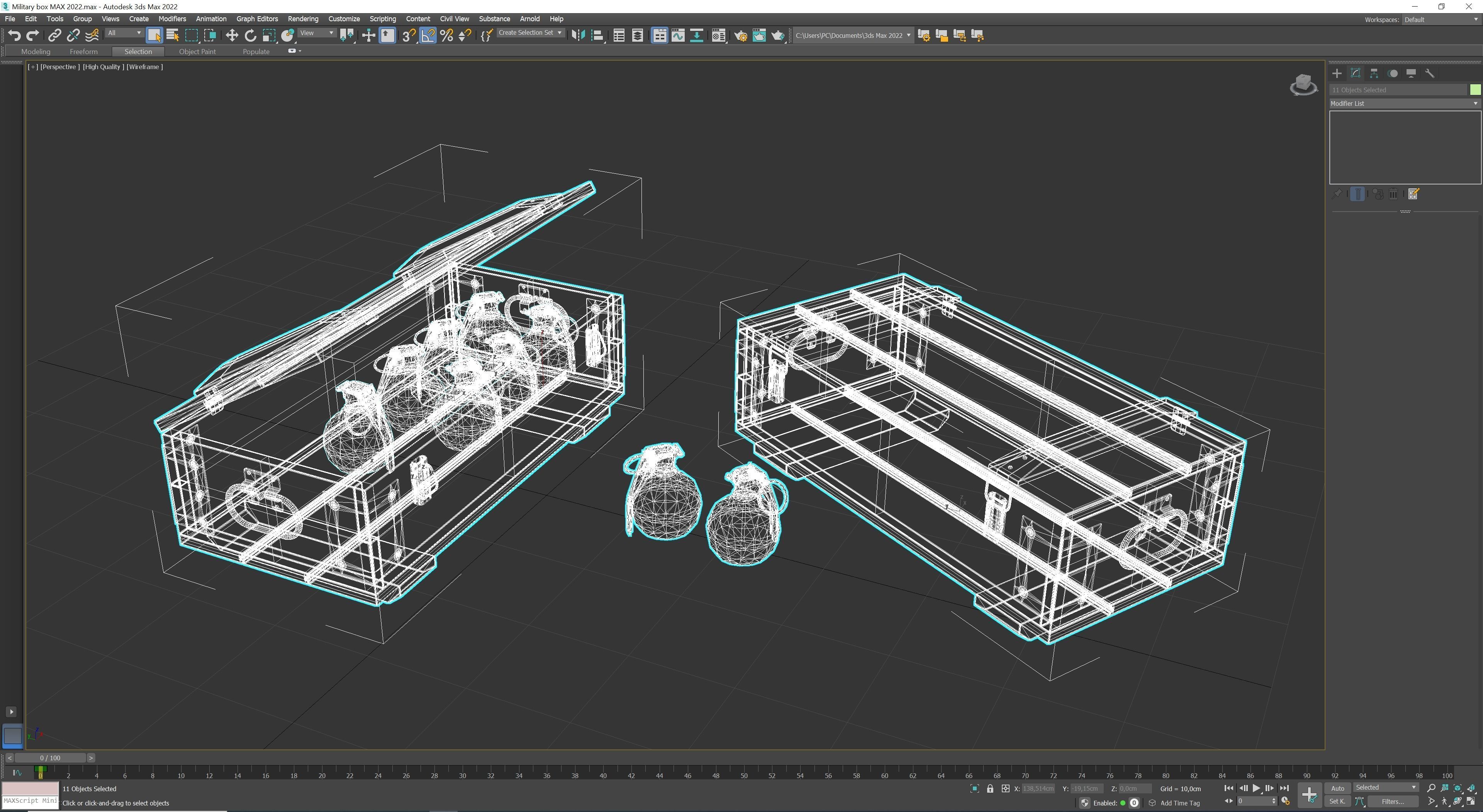 Military Box and Grenades Low-poly 3D model_9