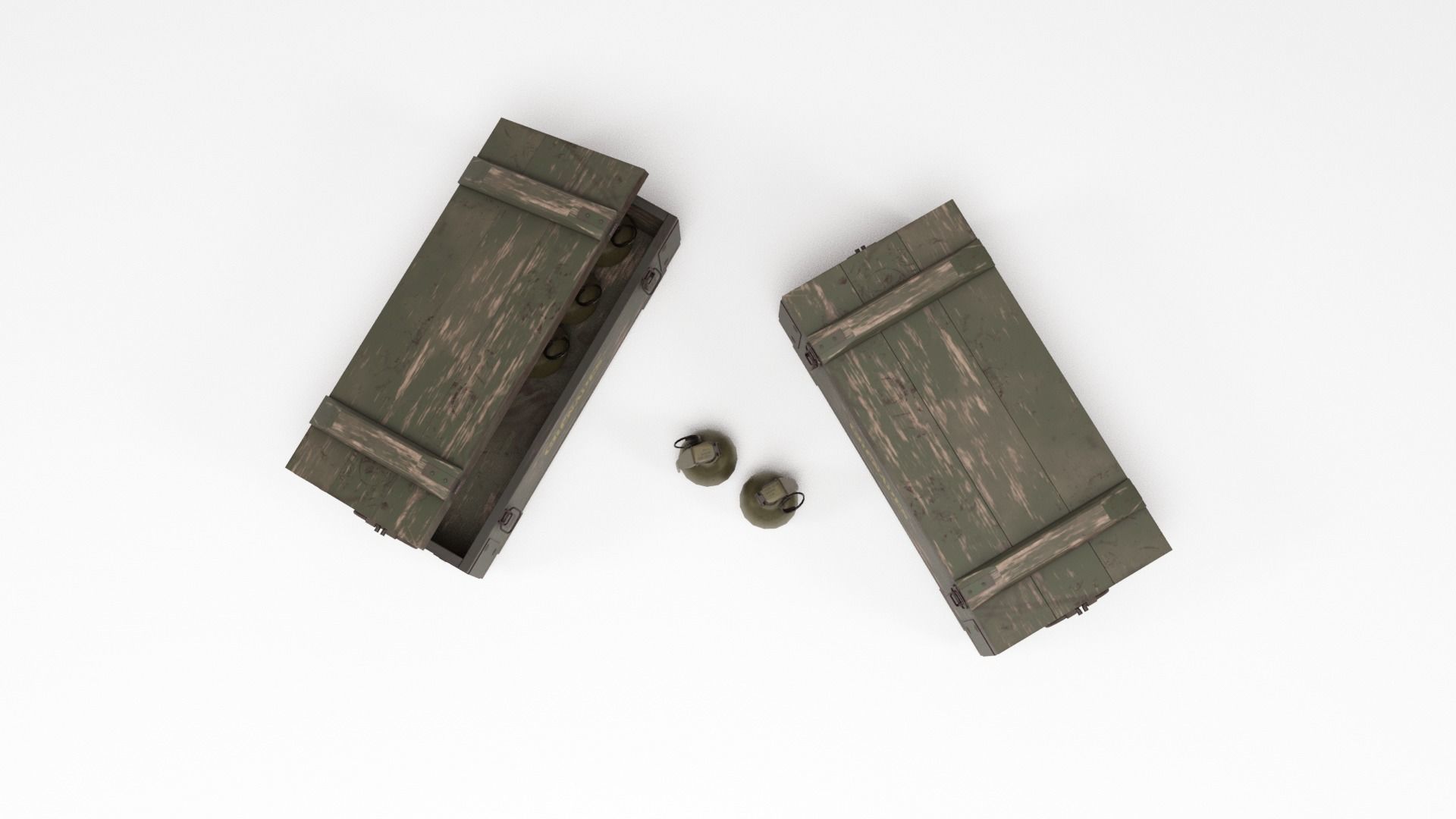 Military Box and Grenades Low-poly 3D model_6