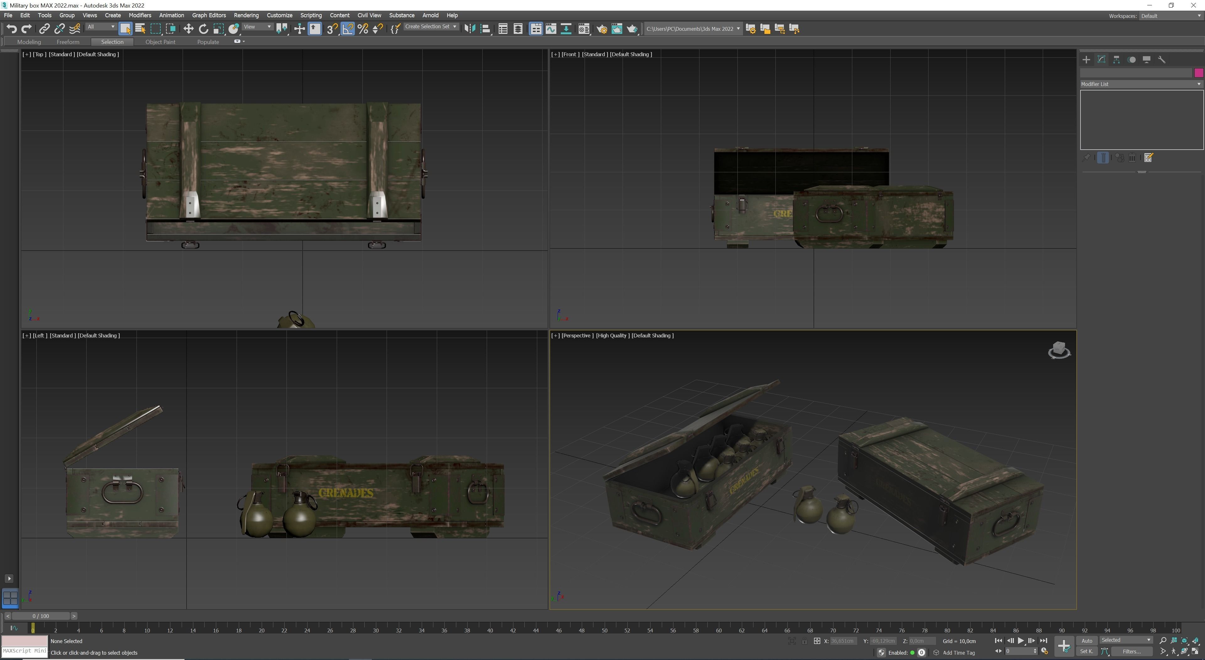 Military Box and Grenades Low-poly 3D model_7