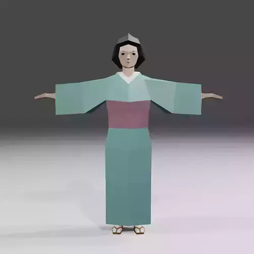 Low Poly Samurai Lady 01