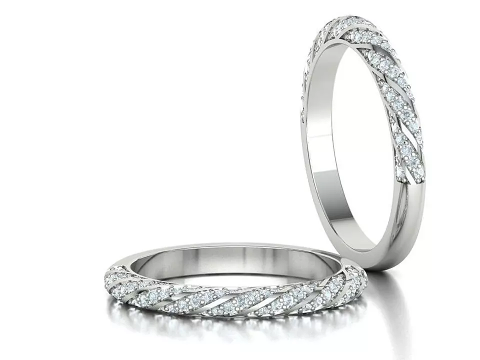 Twisted Diamond Eternity Ring 3Dprint model 0357 3D print model