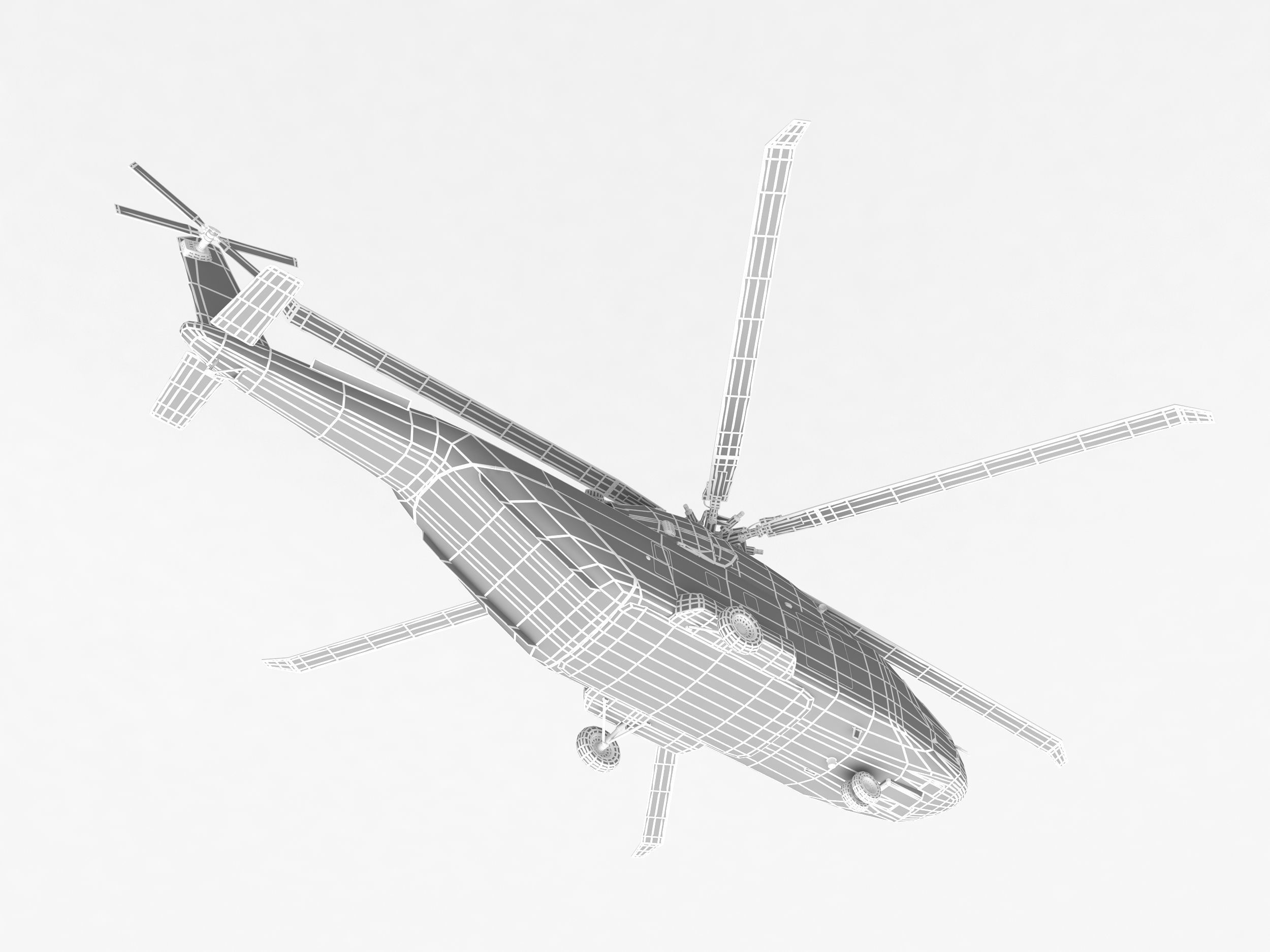 Civil helicopter lowpoly Low-poly 3D model_4