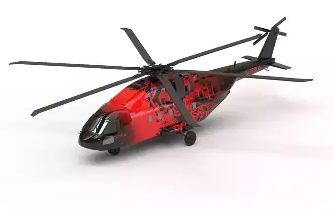 Civil helicopter Low-poly Low-poly 3D model