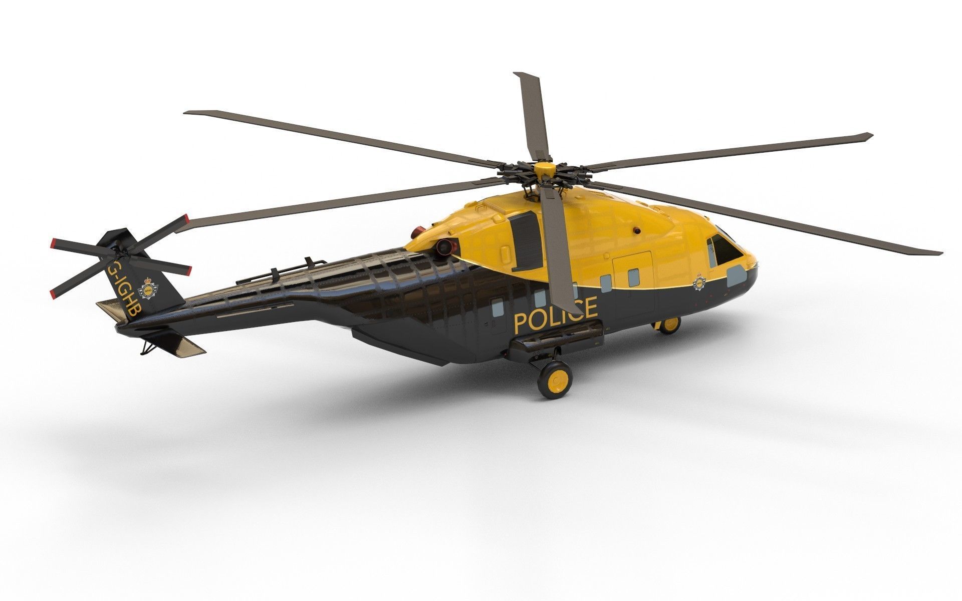 Police Helicopter Lowpoly Low-poly 3D model_1