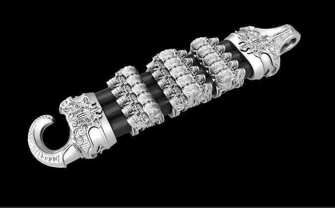 bracelet gothic silver rubber leather 3D print model