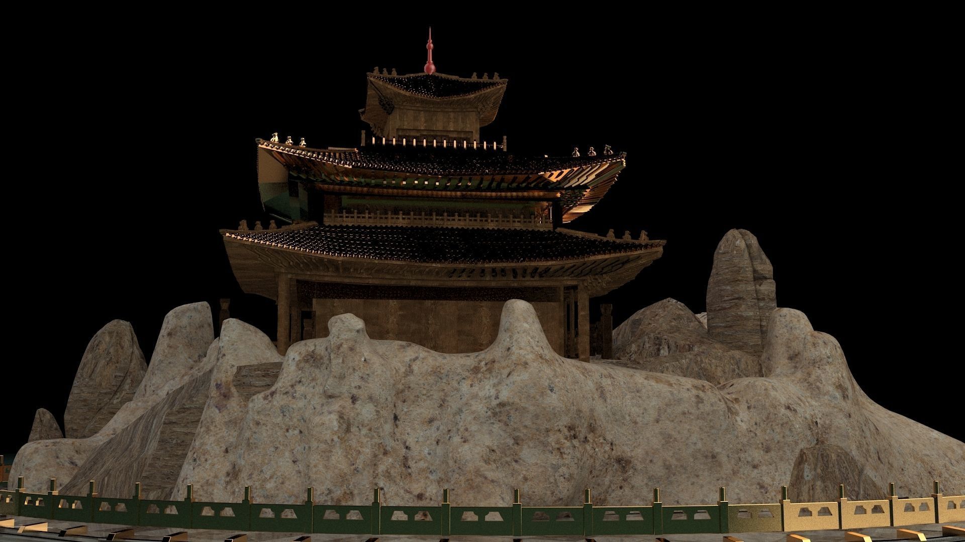 Chinese ancient house 3D model_1