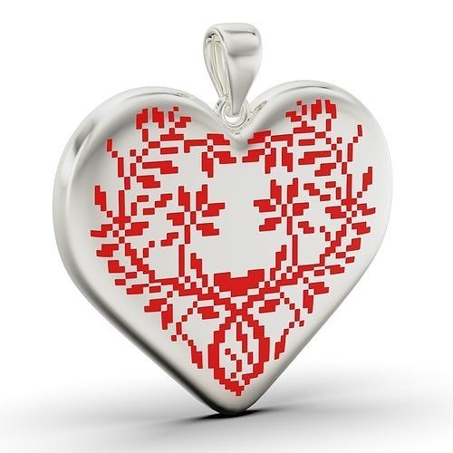 Vyshivanka Heart pendant Ukraine 3D print model