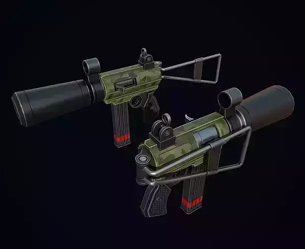 Stylized Silent Carbine Low-poly 3D model