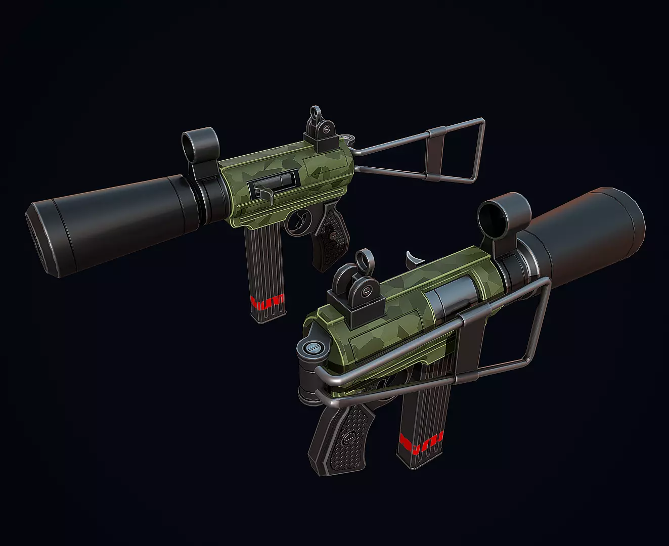 Stylized Silent Carbine Low-poly 3D model