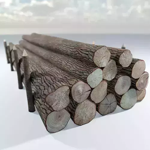 Log Pile 3D model - Pine Oak Wood Decks in Low-poly Game Ready