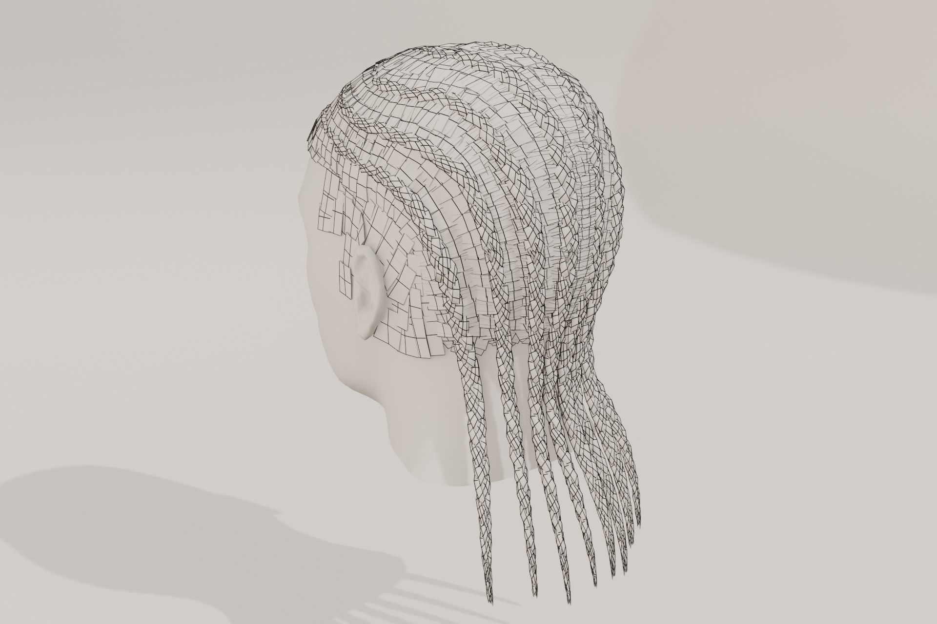 Male afro hair braids Low-poly 3D model Low-poly 3D model_9