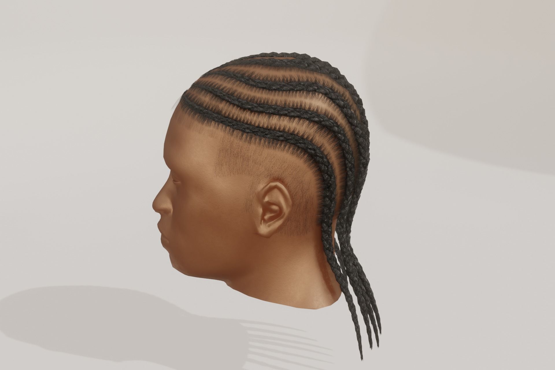 Male afro hair braids Low-poly 3D model Low-poly 3D model_4