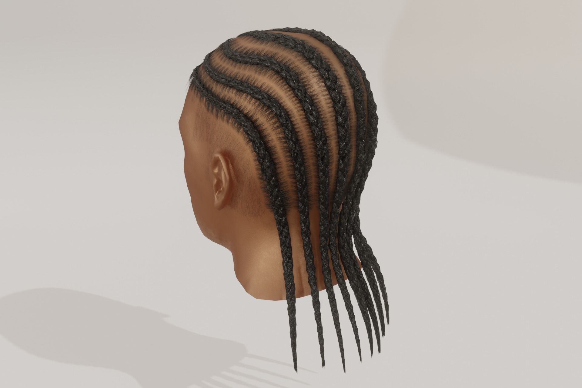 Male afro hair braids Low-poly 3D model Low-poly 3D model_2