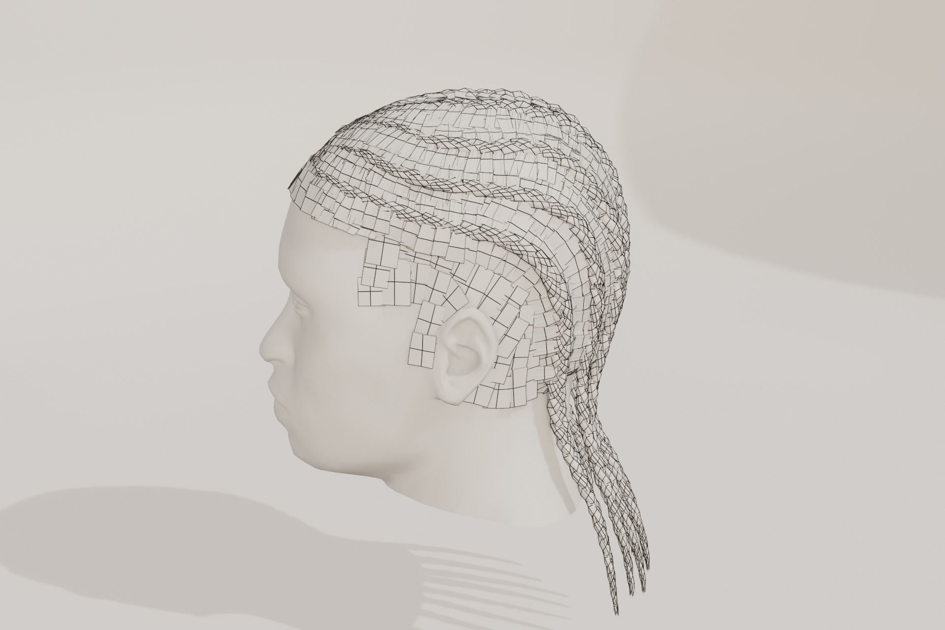 Male afro hair braids Low-poly 3D model Low-poly 3D model_8