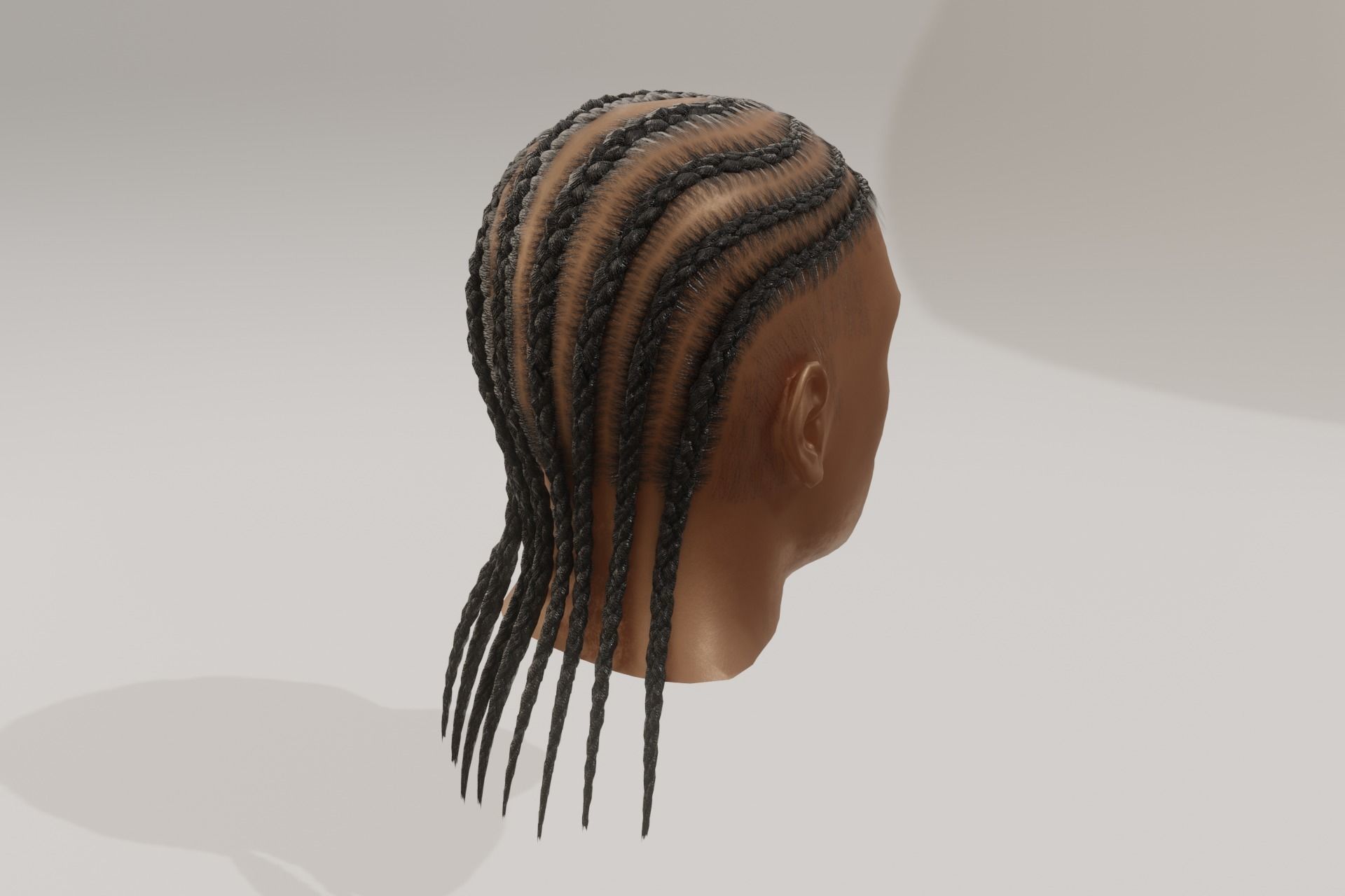 Male afro hair braids Low-poly 3D model Low-poly 3D model_6
