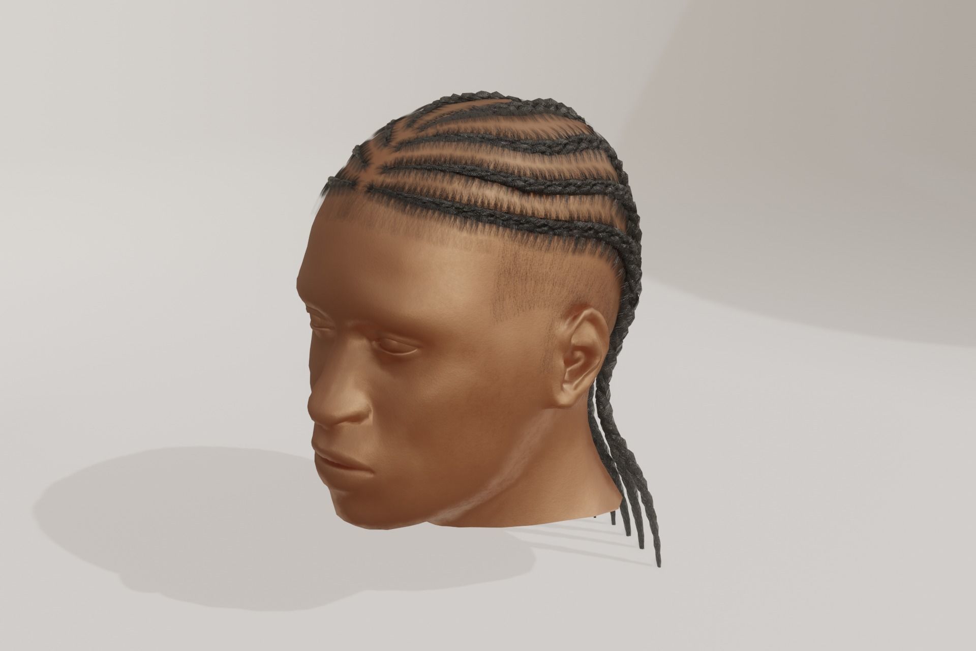 Male afro hair braids Low-poly 3D model Low-poly 3D model_3