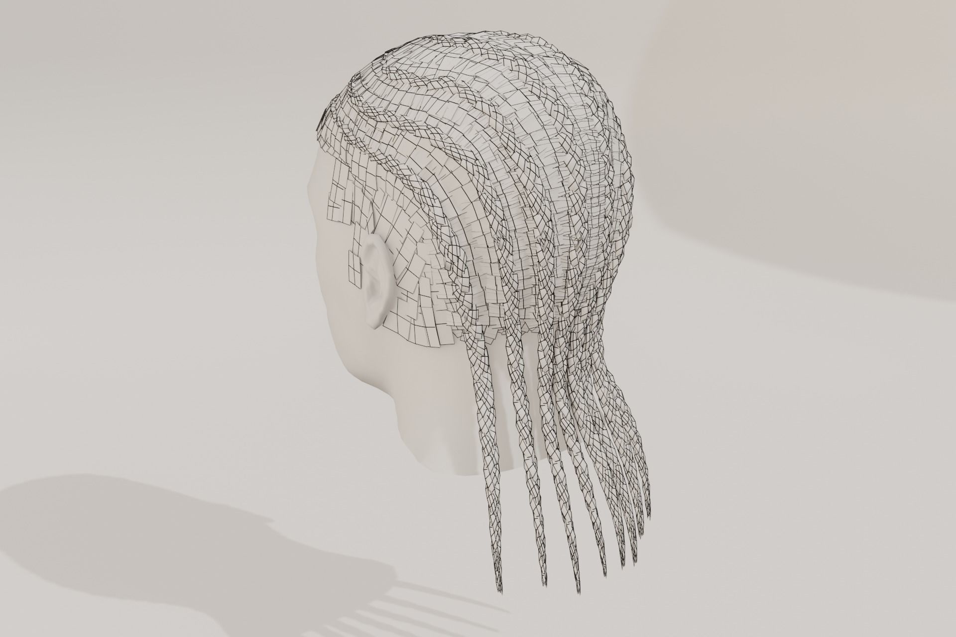 Male afro hair braids Low-poly 3D model Low-poly 3D model_10