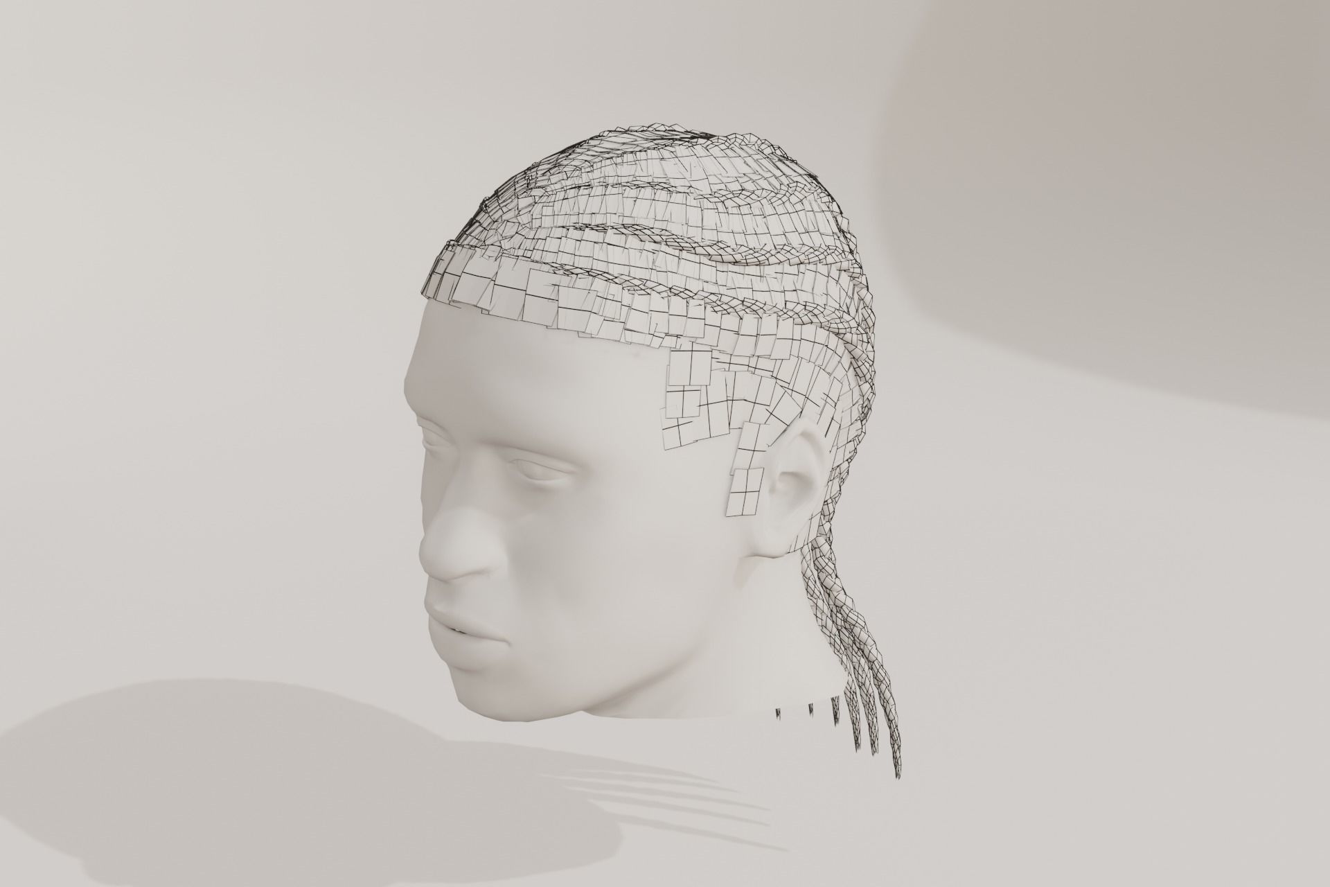 Male afro hair braids Low-poly 3D model Low-poly 3D model_7