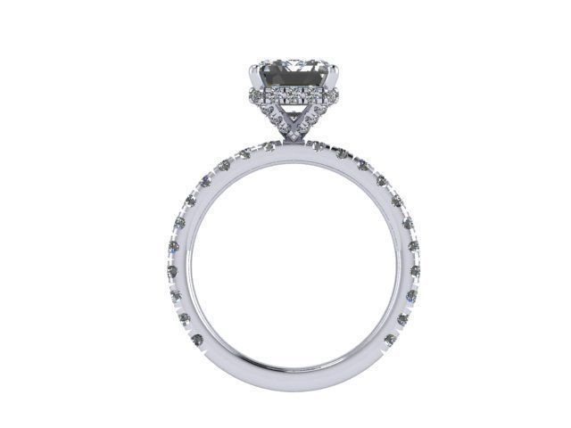 Emerald Cut Diamond Engagement Ring 3D print model_3