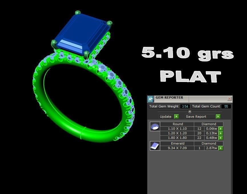 Emerald Cut Diamond Engagement Ring 3D print model_4