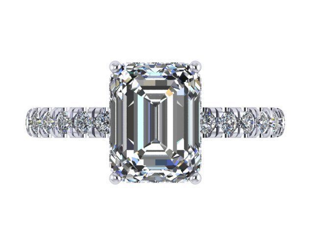 Emerald Cut Diamond Engagement Ring 3D print model_1