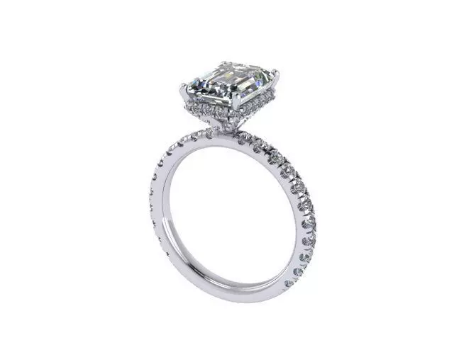 Emerald Cut Diamond Engagement Ring 3D print model_0