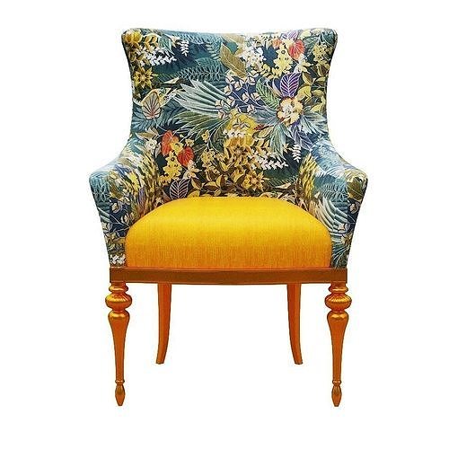 Armchair with floral pattern Low-poly 3D model