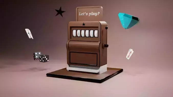 Low poly slot machine 1 Low-poly 3D model