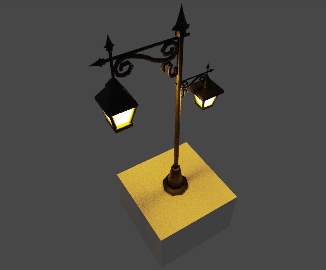 Cartoon Lamp Post Low-poly 3D model_1