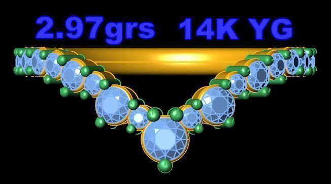 Golden Round Diamond Crown Ring  3D print model_4