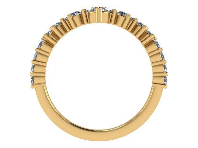 Golden Round Diamond Crown Ring  3D print model_3