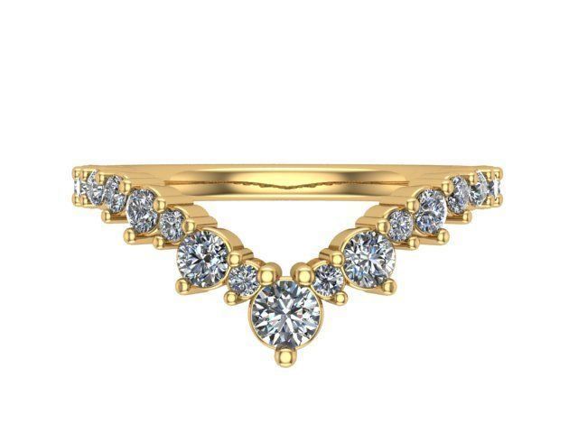 Golden Round Diamond Crown Ring  3D print model_1