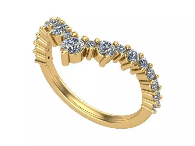 Golden Round Diamond Crown Ring  3D print model_0