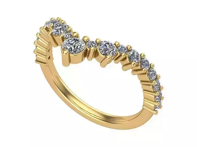 Golden Round Diamond Crown Ring 