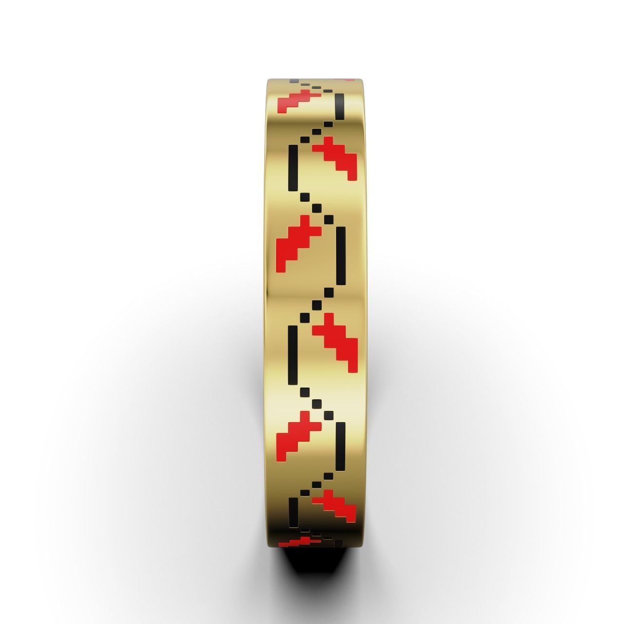 Ring Ukrainian embroidered Wavy lines RSize 6USA  3D print model_5